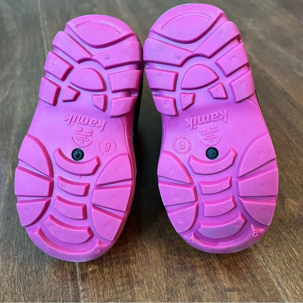 Kamik Girl’s Pink and Black Winter Snow Boots Size 6 Toddler